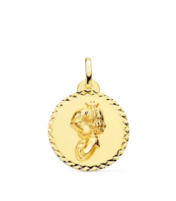 Medalla Virgen Niña Oracion Talla Oro 18K 20Mm<Alda Joyeros Hot