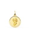 Medalla Virgen Niña Oracion Bisel Oro 18K 16Mm<Alda Joyeros Sale