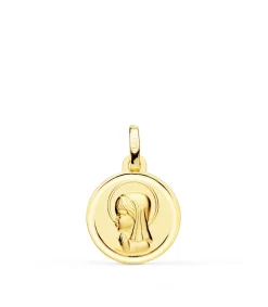 Medalla Virgen Niña Oro 18K 14Mm Bisel<Alda Joyeros Online
