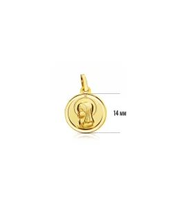Medalla Virgen Niña Oro 18K 14Mm Bisel<Alda Joyeros Online