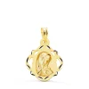 Medalla Virgen Niña Pandereta Calada Oro 18 K 16 Mm<Alda Joyeros Shop