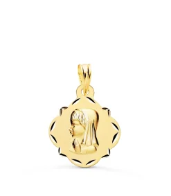 Medalla Virgen Niña Pandereta Oro Amarillo 9K 16Mm<Alda Joyeros Cheap