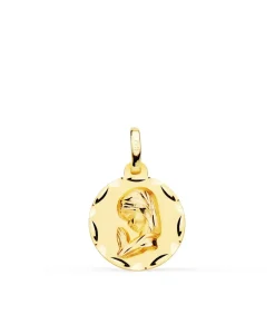 Medalla Virgen Niña Rezando 18K Tallada 14Mm<Alda Joyeros Best