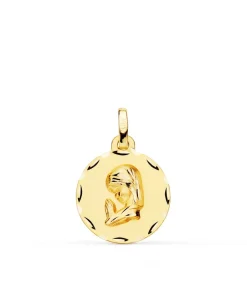 Medalla Virgen Niña Rezando 18K Tallada 16Mm<Alda Joyeros Discount