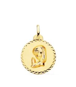 Medalla Virgen Niña Rezando 18K Talla 20Mm<Alda Joyeros New
