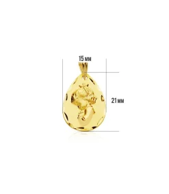 Medalla Virgen Niña Rezo Tallada Lagrima 18Kt<Alda Joyeros New