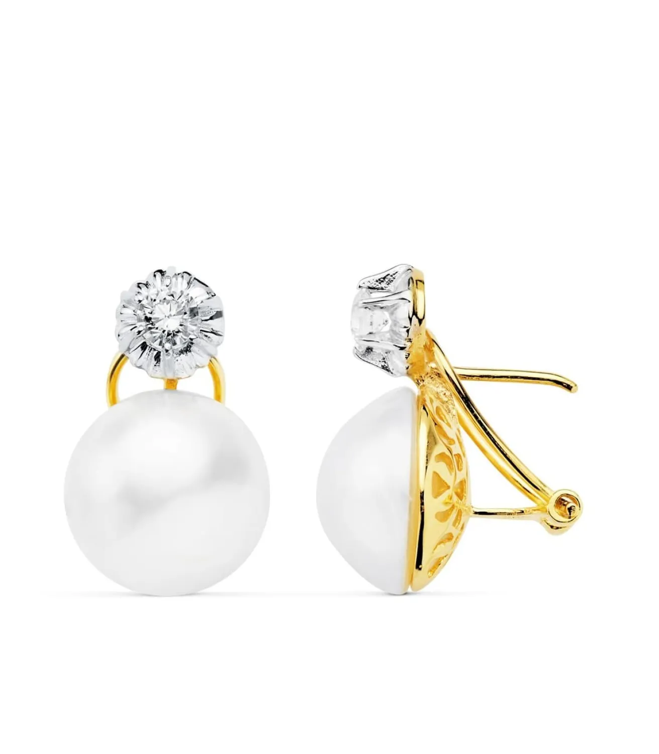 Pendientes Akira Perla Japonesa Mabe Oro Bicolor 18 K 13 Mm<Alda Joyeros Hot
