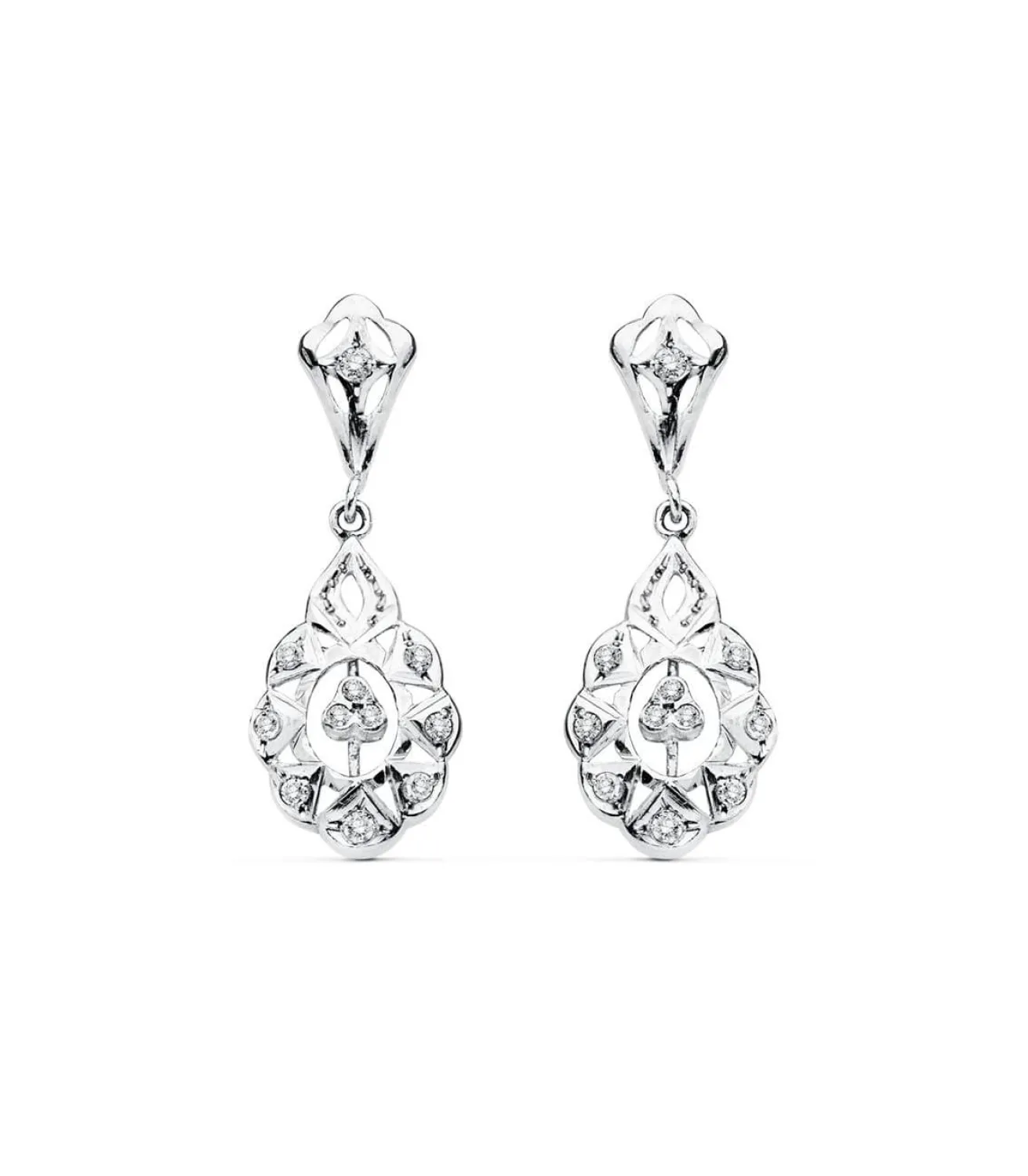 Pendientes Alhambra Oro Blanco 18K Lapidados<Alda Joyeros Best Sale