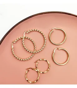 Pendientes Aros Gallonados Oro 9K 41 Mm<Alda Joyeros Outlet