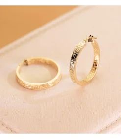 Pendientes Aros Oro 9K 28 Mm Greca<Alda Joyeros Best Sale