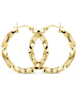 Pendientes Aros Oro 9K 32Mm Gallonados Greca<Alda Joyeros Best Sale