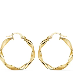 Pendientes Aros Twisted Oro Amarillo 18 Kilates 25 Mm<Alda Joyeros Online