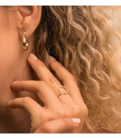 Pendientes Aros Twisted Oro Amarillo 18 Kilates 22 Mm<Alda Joyeros Best Sale