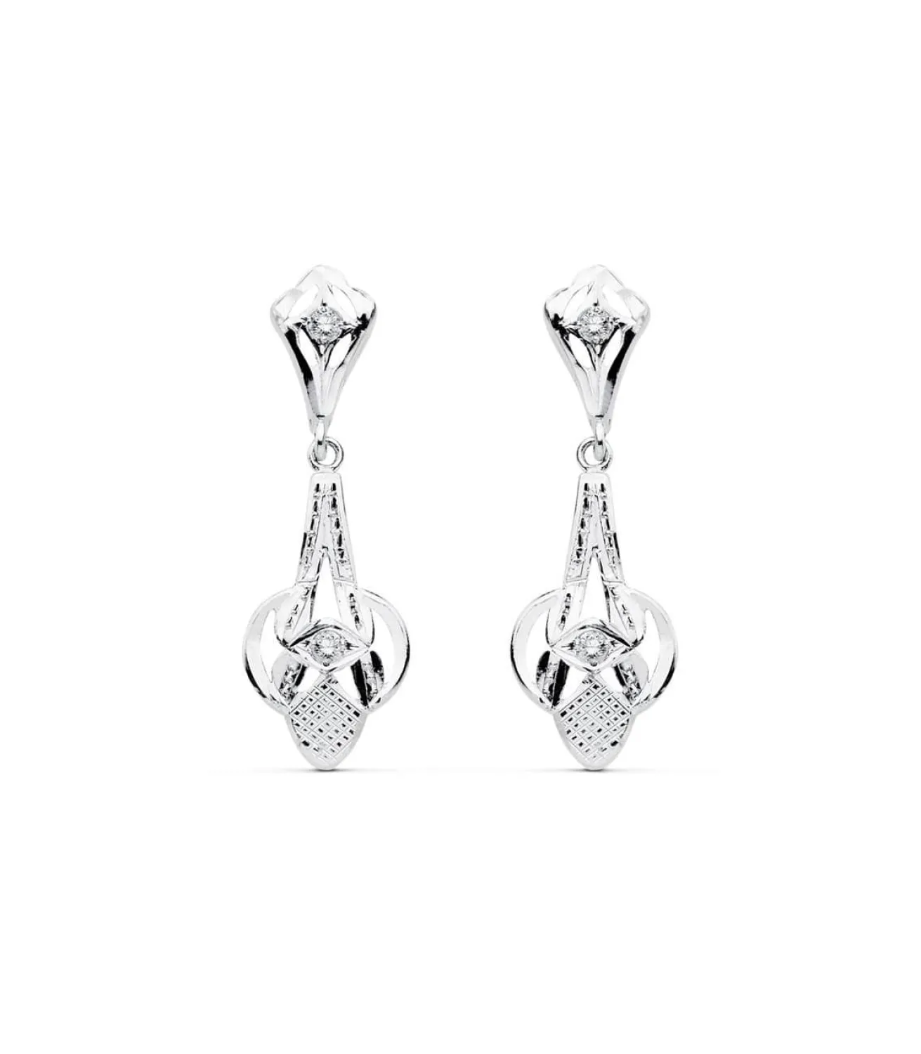 Pendientes Azahar Oro Blanco 18K Lapidados<Alda Joyeros Online