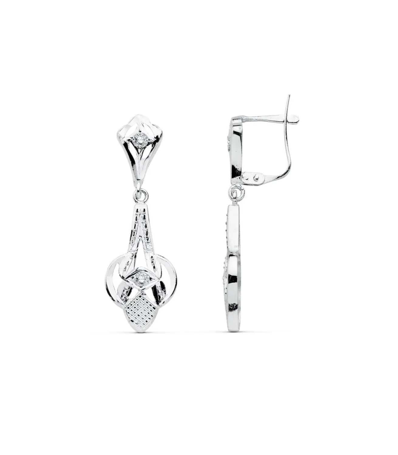 Pendientes Azahar Oro Blanco 18K Lapidados<Alda Joyeros Online