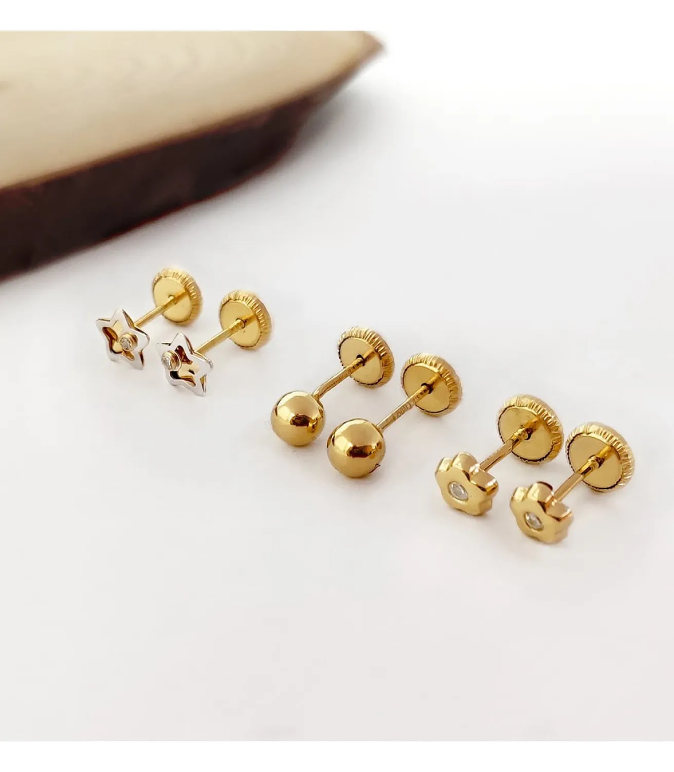 Pendientes Bebé Iria Oro Bicolor 18K Estrella 5Mm<Alda Joyeros Clearance