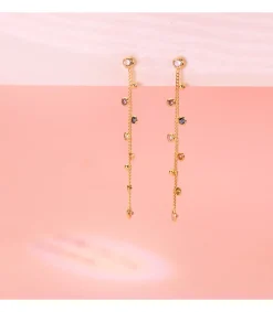 Pendientes Cadena Oro 18K Y Circonitas De Colores<Alda Joyeros New