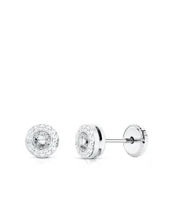 Pendientes Chaton Bebé Greca Oro Blanco 18 K 5 Mm<Alda Joyeros Store