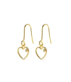 Pendientes Colgantes Slim Heart Oro 18K<Alda Joyeros Outlet