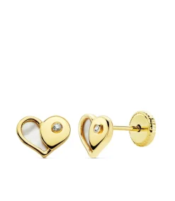 Pendientes Corazon Nacar 7 Mm Oro Amarillo 18 K<Alda Joyeros New