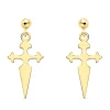 Pendientes Cruz Colgante Oro Amarillo 18K<Alda Joyeros New