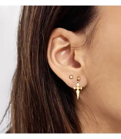 Pendientes Cruz Colgante Oro Amarillo 18K<Alda Joyeros New