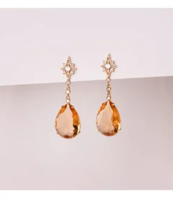 Pendientes Dakota Oro Amarillo 18K Piedra Champagne<Alda Joyeros Cheap