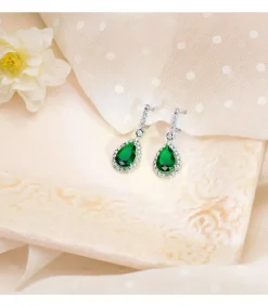 Pendientes Daphne Oro Blanco 18K Piedra Verde<Alda Joyeros Cheap