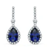 Pendientes Daphne Oro Blanco 18K Piedra Azul<Alda Joyeros Shop