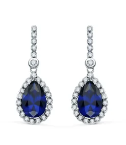 Pendientes Daphne Oro Blanco 18K Piedra Azul<Alda Joyeros Shop
