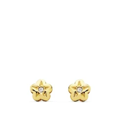 Pendientes De Niña Oro Amarillo 18K Lupe Flor<Alda Joyeros Shop