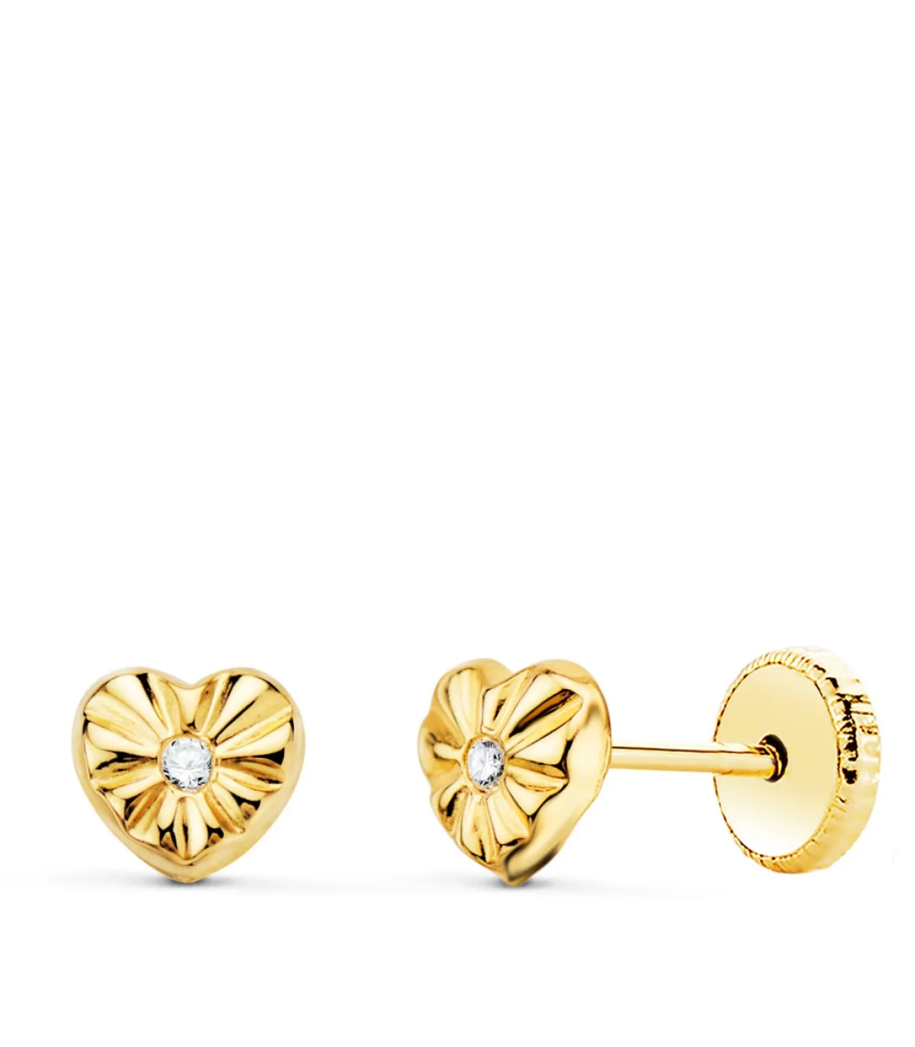 Pendientes De Niña Oro 18K Ondas Corazon 5.5Mm<Alda Joyeros Online