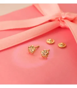 Pendientes De Niña Oro 18K Ondas Flor 5Mm<Alda Joyeros Online