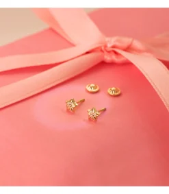Pendientes De Niña Oro 18K Ondas Estrella 5.5Mm<Alda Joyeros Online