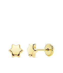 Pendientes Estrella Bebé 6 Mm 18 K<Alda Joyeros Store