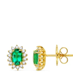 Pendientes Jasmin Esmeralda Y Diamantes Oro Amarillo 18K<Alda Joyeros Online