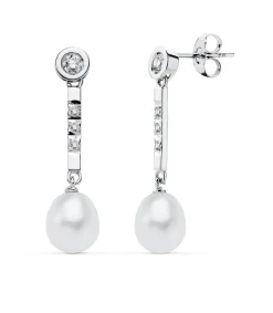Pendientes Largos Lille Perlas Cultivadas Oro Blanco 18 K 7 Mm<Alda Joyeros Fashion