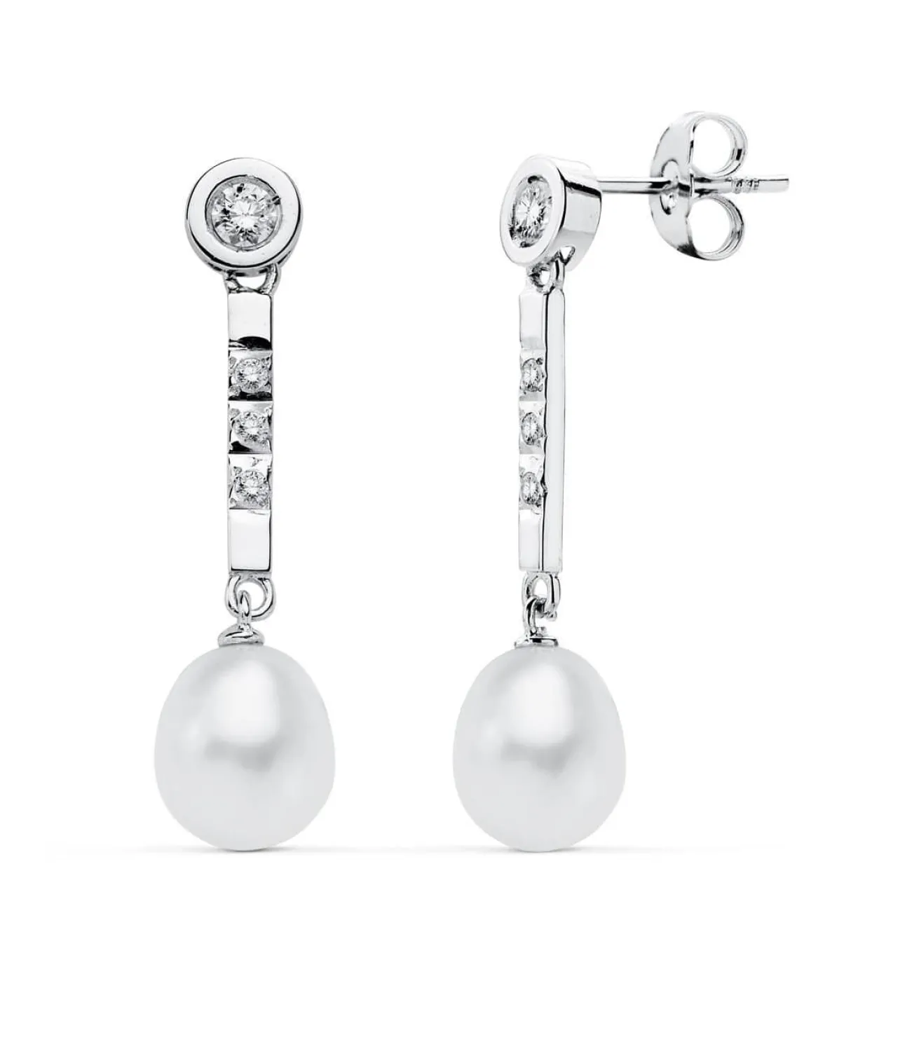 Pendientes Largos Lille Perlas Cultivadas Oro Blanco 18 K 7 Mm<Alda Joyeros Fashion