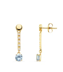 Pendientes Largos Oro 18K Aguamarina<Alda Joyeros Store