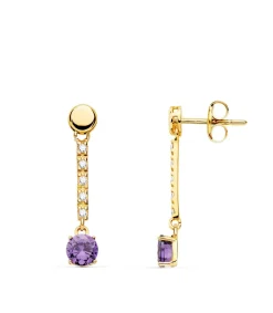 Pendientes Largos Oro 18K Amatista<Alda Joyeros Sale