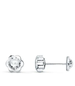 Pendientes Margarita Circonita Oro Blanco 18K 6Mm<Alda Joyeros Best Sale
