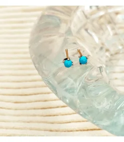 Pendientes Marianela Turquesa 3Mm 18 Ktes<Alda Joyeros Best