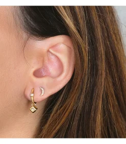 Pendientes Moon Diamantes 0.050 Qtes. Oa 18K<Alda Joyeros Discount