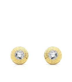 Pendientes Mujer Monique Oro Amarillo 18 K Chaton Greca 7 Mm<Alda Joyeros Clearance