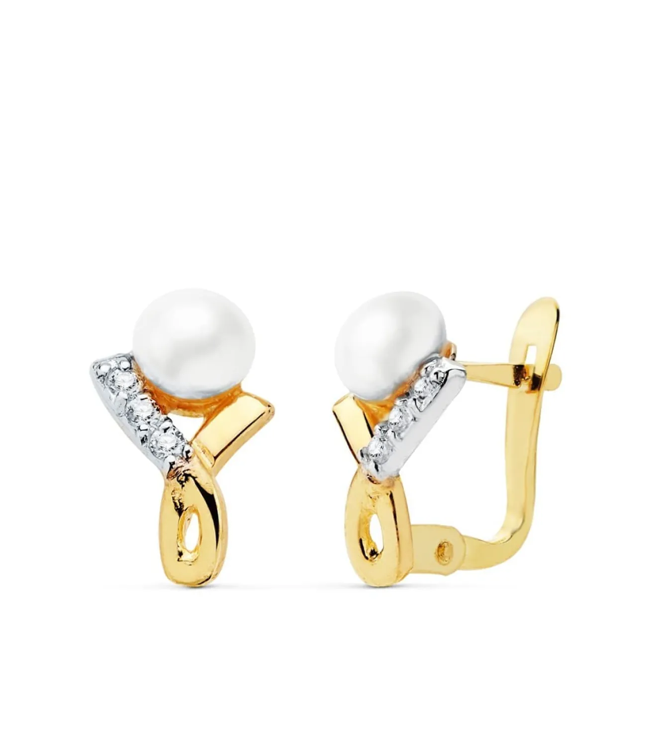 Pendientes Niña Comunion Asun Oro Bicolor 18K Perla<Alda Joyeros Hot
