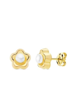 Pendientes Niña Flor Perla Oro Amarillo 18K 8 Mm<Alda Joyeros Hot