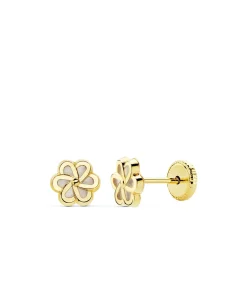 Pendientes Niña Lourdes Flor Oro 18K Nacar<Alda Joyeros Best Sale