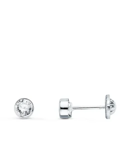 Pendientes Noly Oro Blanco 18 K 4 Mm<Alda Joyeros Online