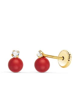 Pendientes Oro Amarillo Coralina Elda 4Mm 18K<Alda Joyeros Cheap
