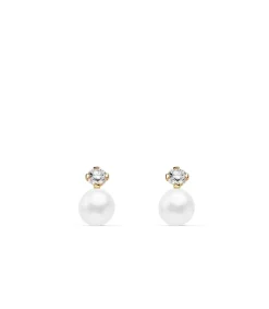 Pendientes Oro Amarillo Elda Perla 4 Mm 18 Ktes<Alda Joyeros New
